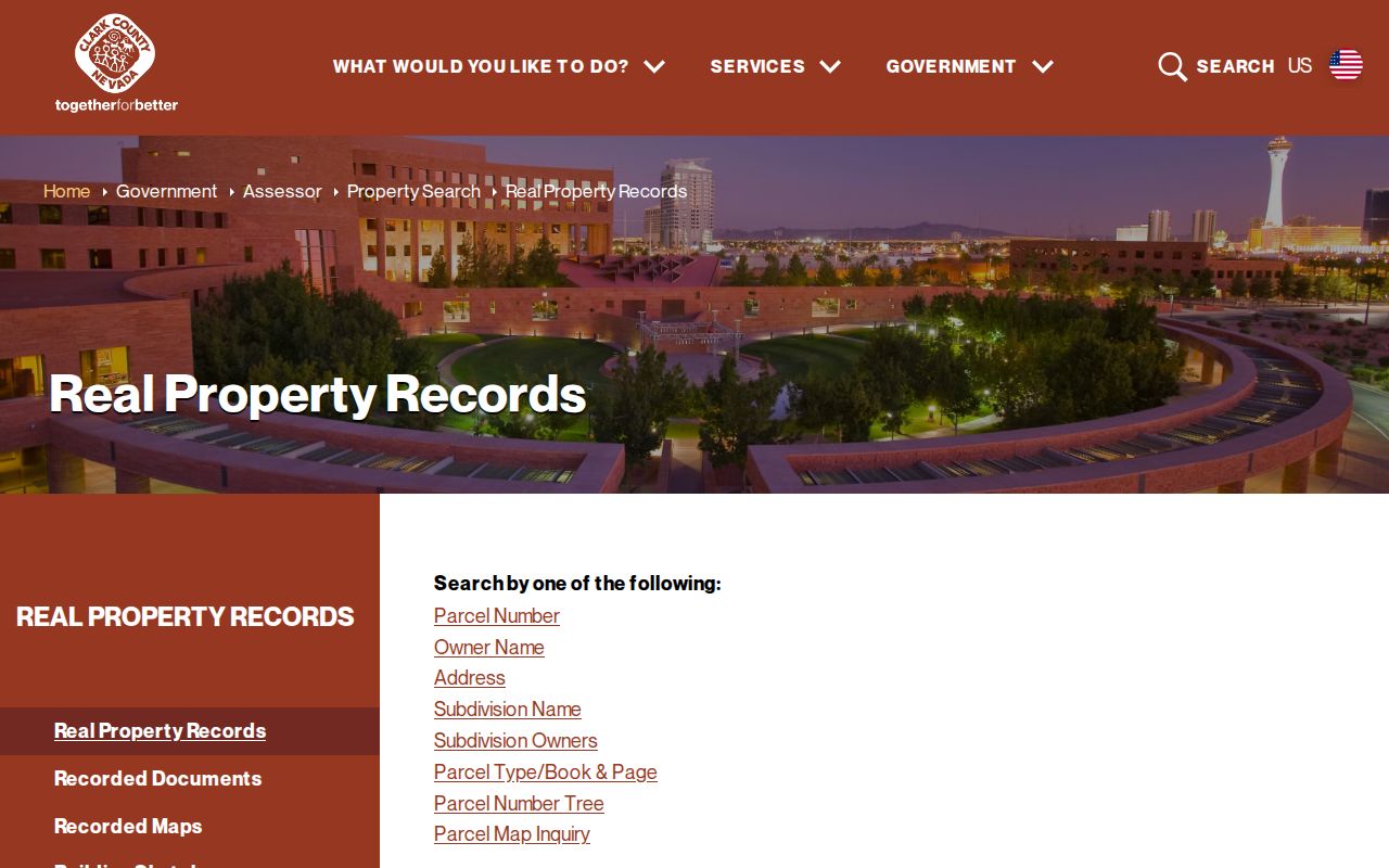Winchester people search using Clark County Assessor property options